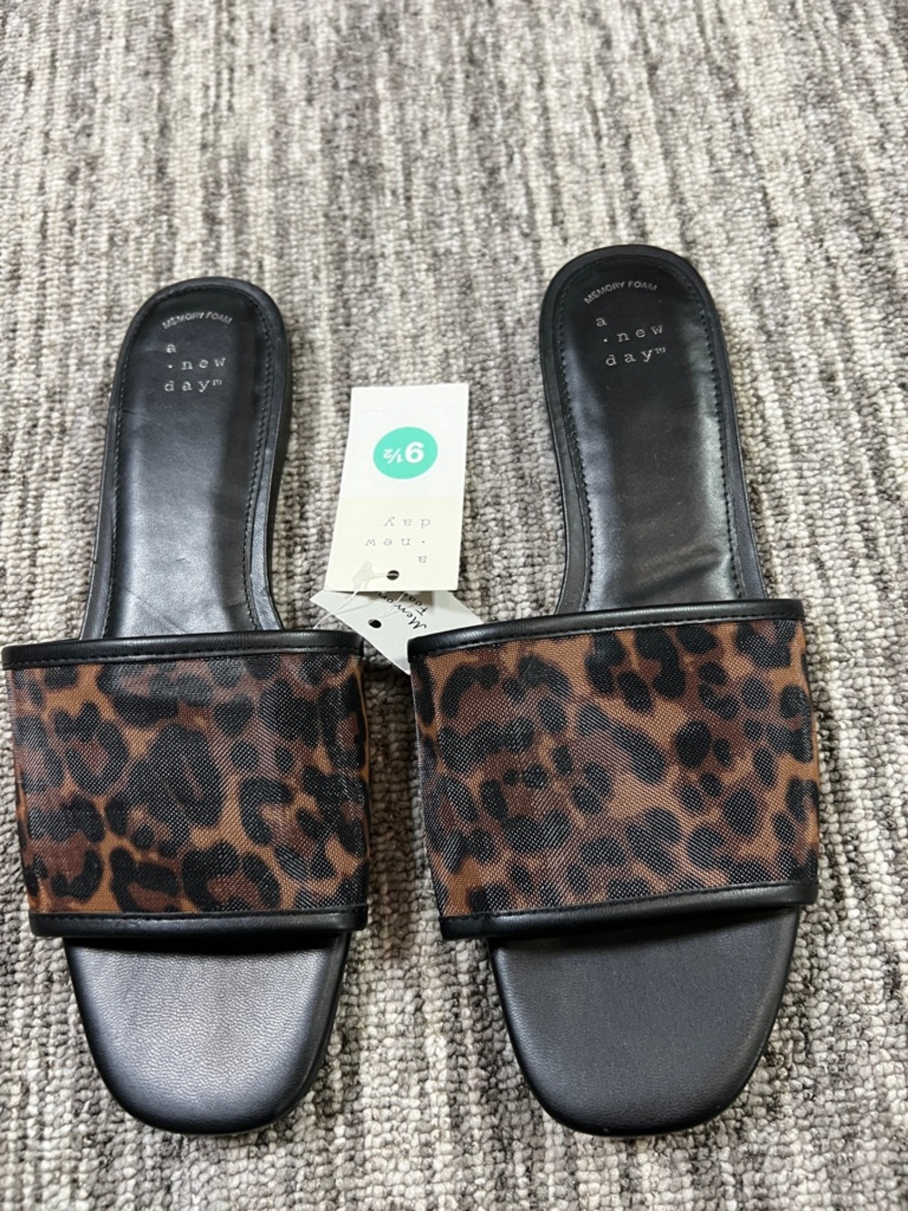 a new day Leopard Slide Sandals - Black & Brown Various Sizes
